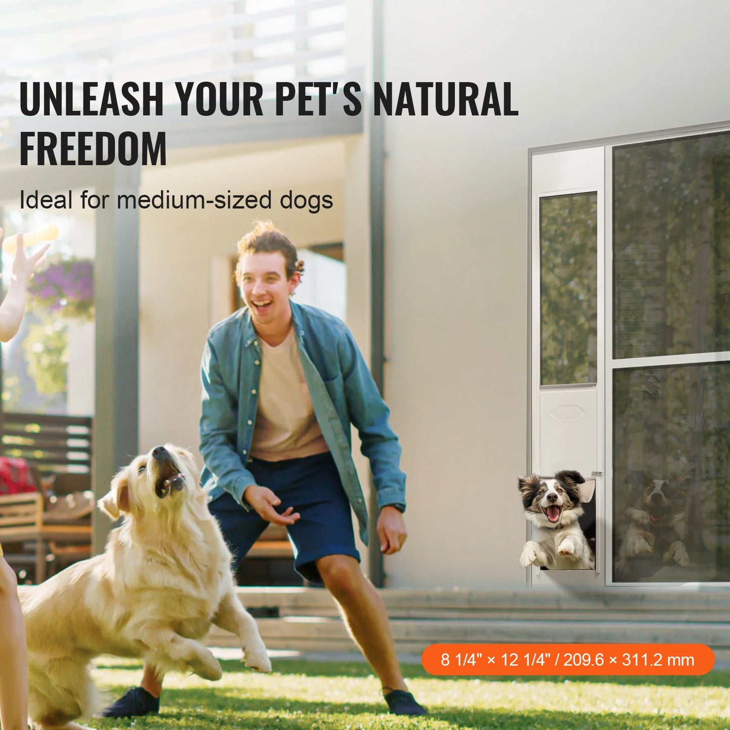 NONEDog Door Sliding Glass Dog Door With Adjustable Height Aluminum Frame