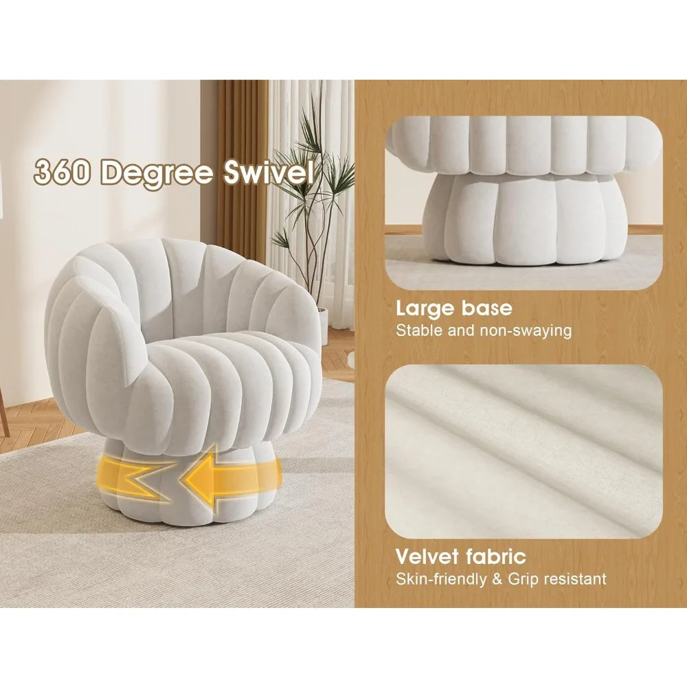 Mid Century Modern 360 Degree Swivel Velvet Accent Chair Set