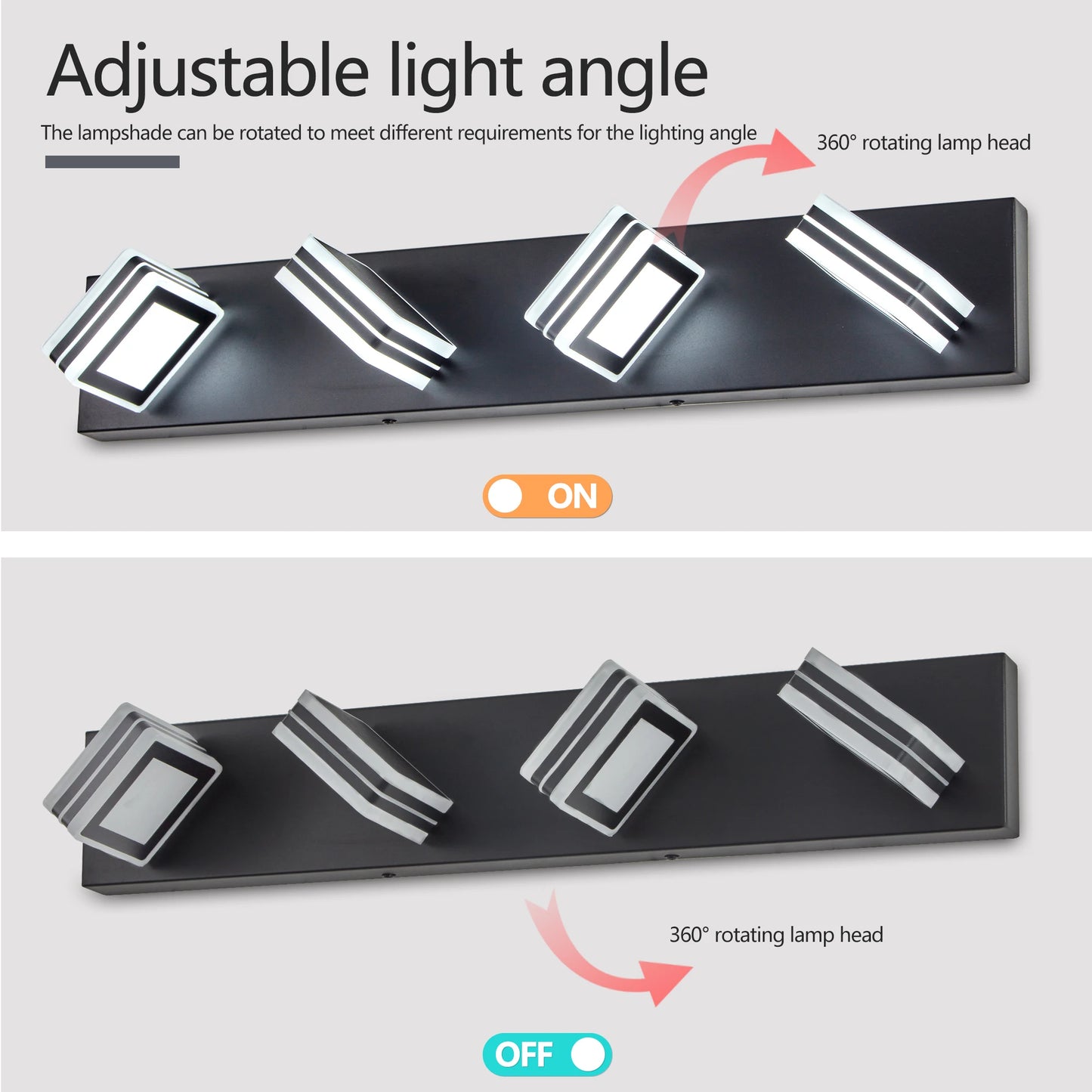 ARLGSITE Modern 4 Light LED Vanity Light Fixture For Bathroom