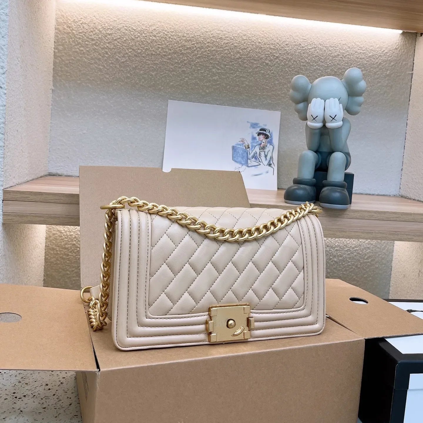 Designer Shoulder Bag Genuine Leather Bags Gold buckle Grey Lady Purse Luxury Casual Brand Handbag Tote Chain Trunk Spicy Mom Ba