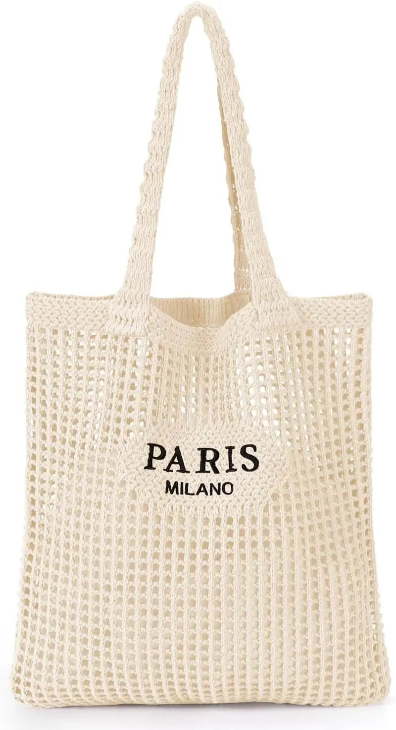 NONECN Crochet Tote Bag For Women Boho Mesh Beach Bag