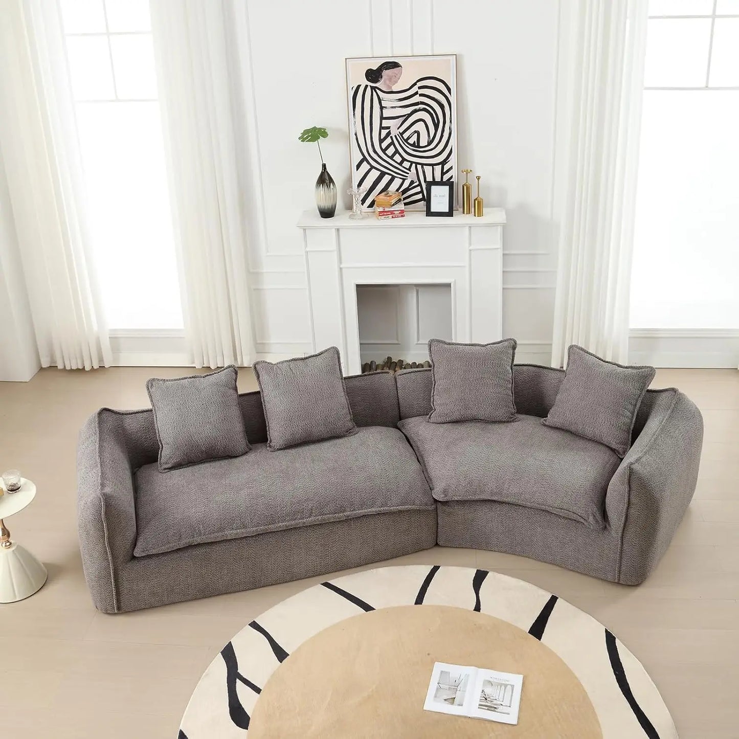 Modular Sectional Sofa Five Seat With Pillows Living Room