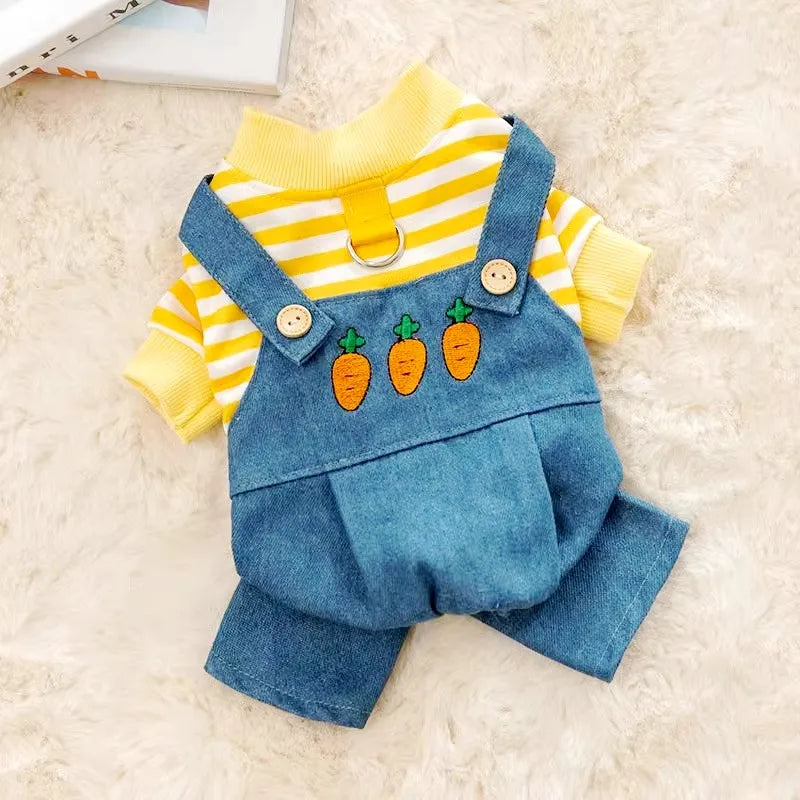 Autumn Striped Pet Jumpsuit For Small Dogs And Cats Pajamas