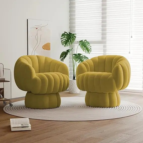 Mid Century Modern 360 Degree Swivel Velvet Accent Chair Set