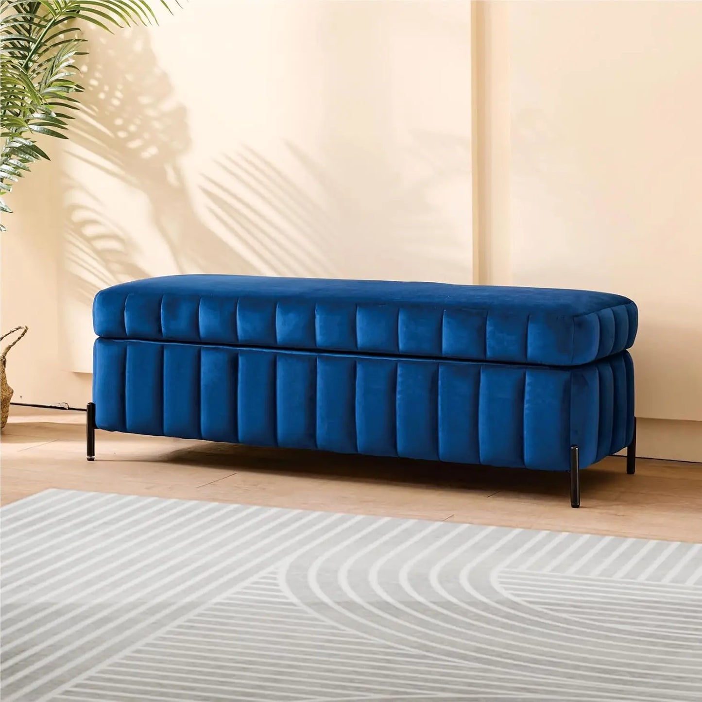 Storage Ottoman Bench With Removable Pillows Upholstered End Of Bed
