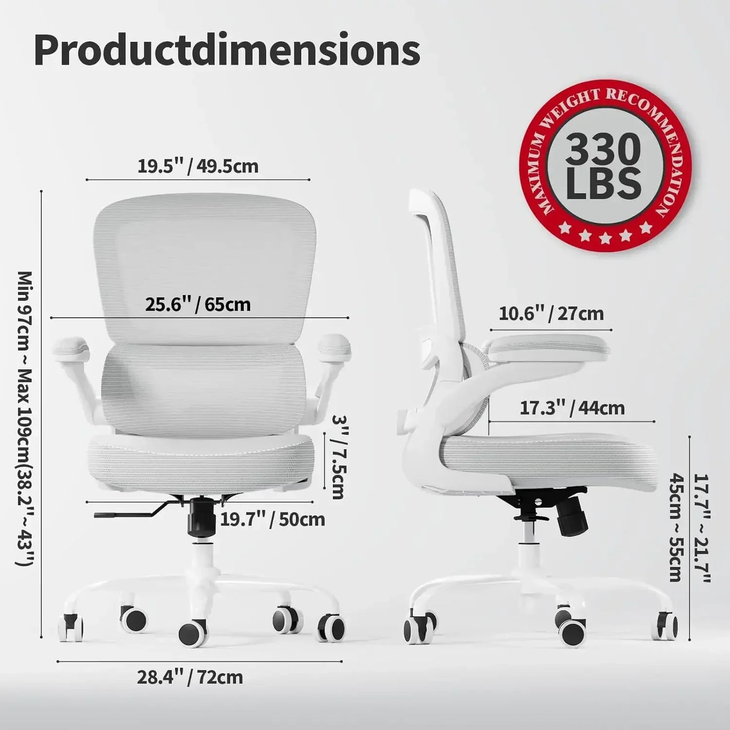 Ergonomic Office Chair With Adjustable Lumbar Support Mesh Back