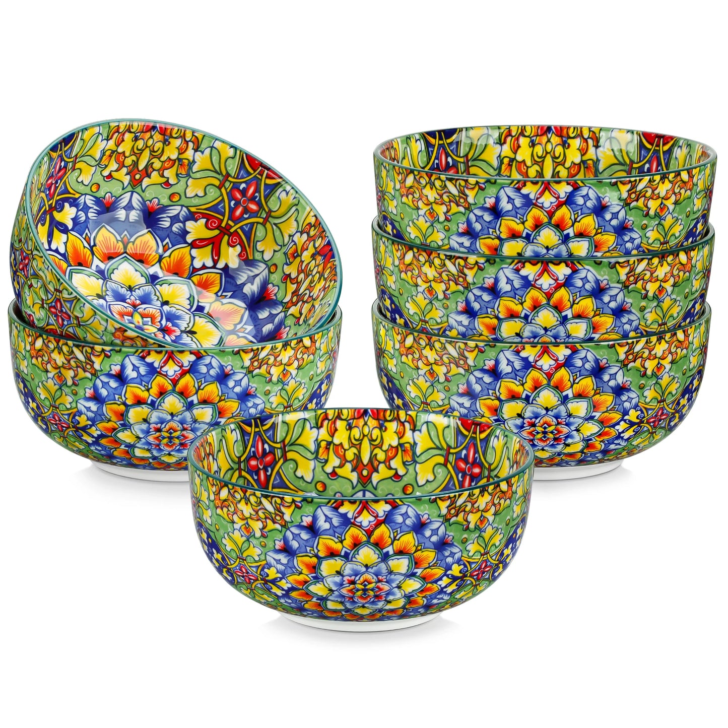 Malacasa Porcelain Cereal Bowls Set Floral Bohemian Style