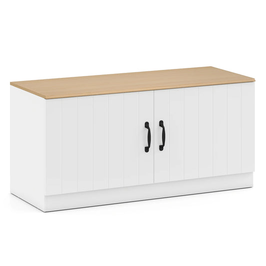 HOMASIS 2 Door Shoe Bench With Adjustable Shelves