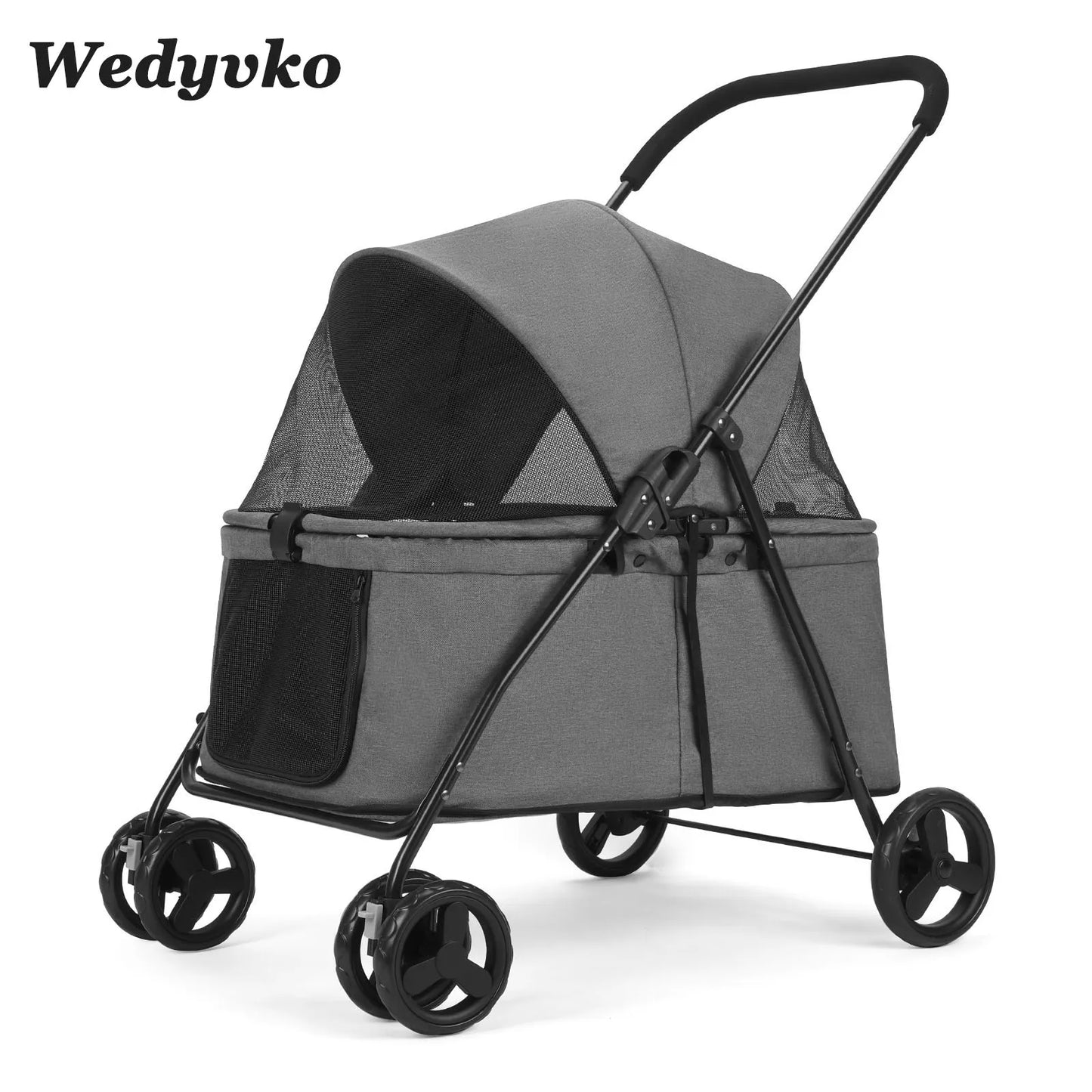 Wedyvko Pet Stroller for Dogs with Brakes Four Wheel Design