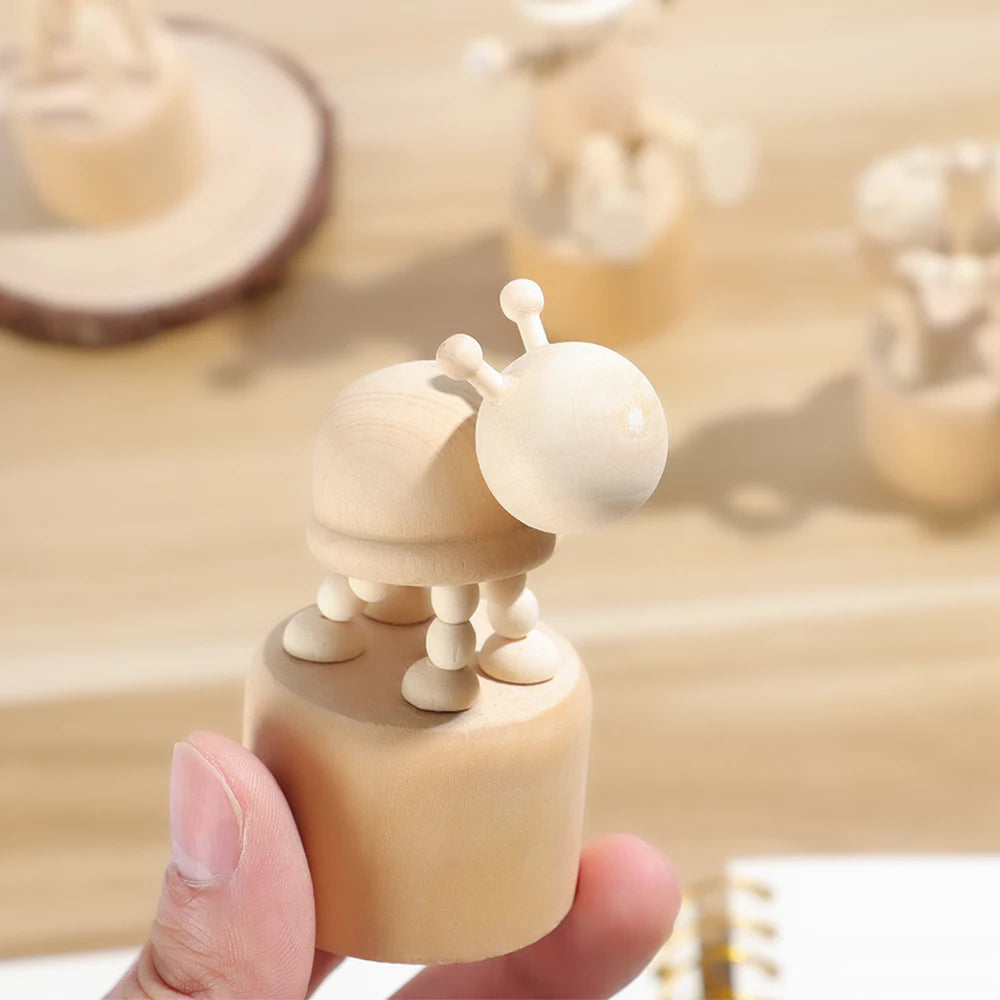 Wooden Animal Ornaments Mini Desktop Puppet Decorations For Home