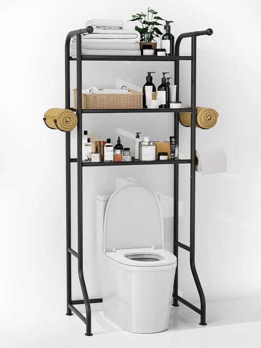 3-Tier Over The Toilet Storage Shelf With Hooks