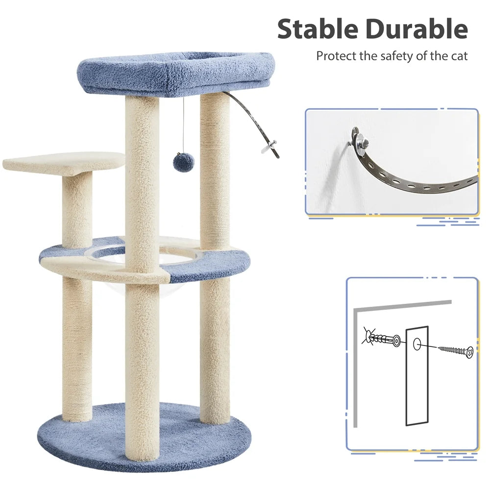 1PC Ocean Cat Tree Cat Tower Cat Furniture With Transparent Cat Bed