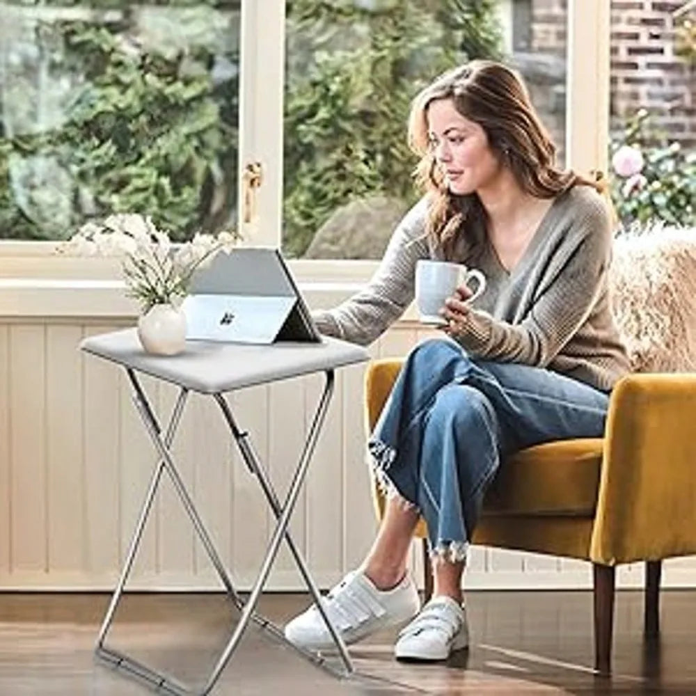 Portable Folding TV Tray Table With Sturdy MDF For Meals