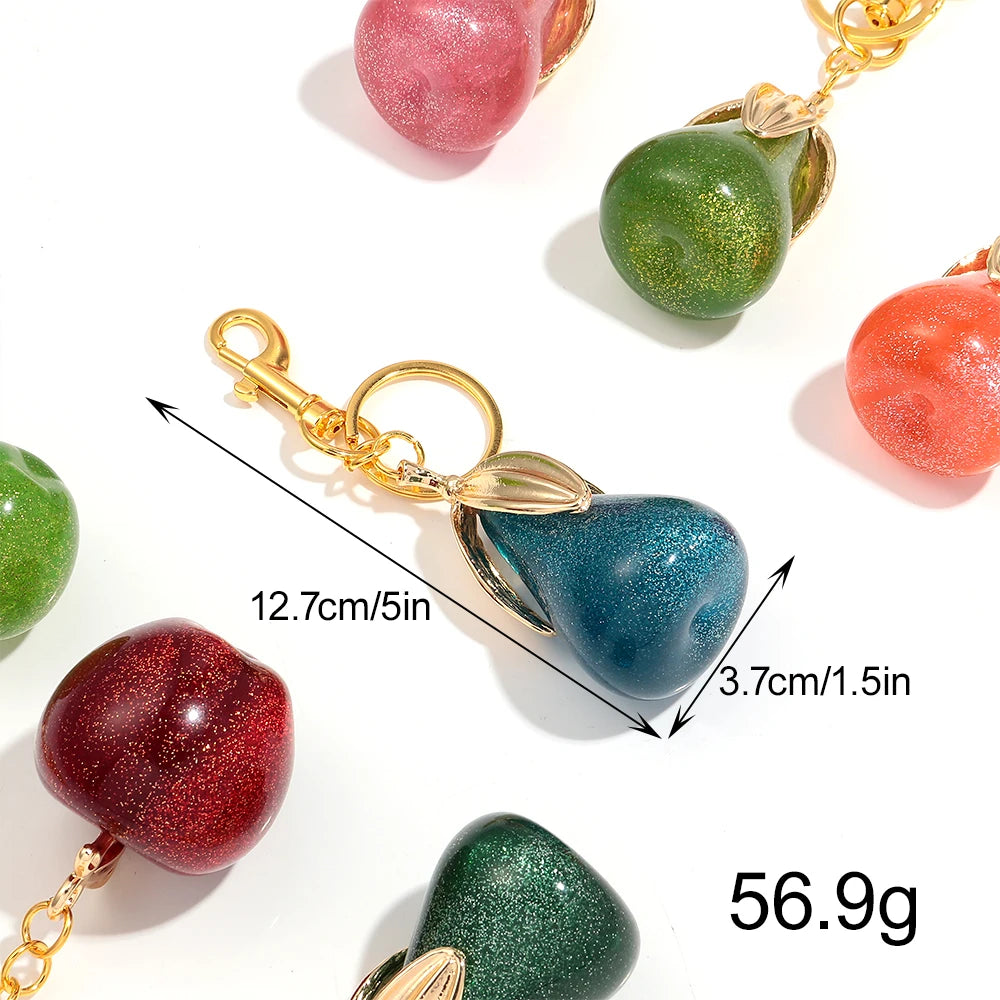 Crystal Pear Bag Charm Pendant Keychain For Women Handbags
