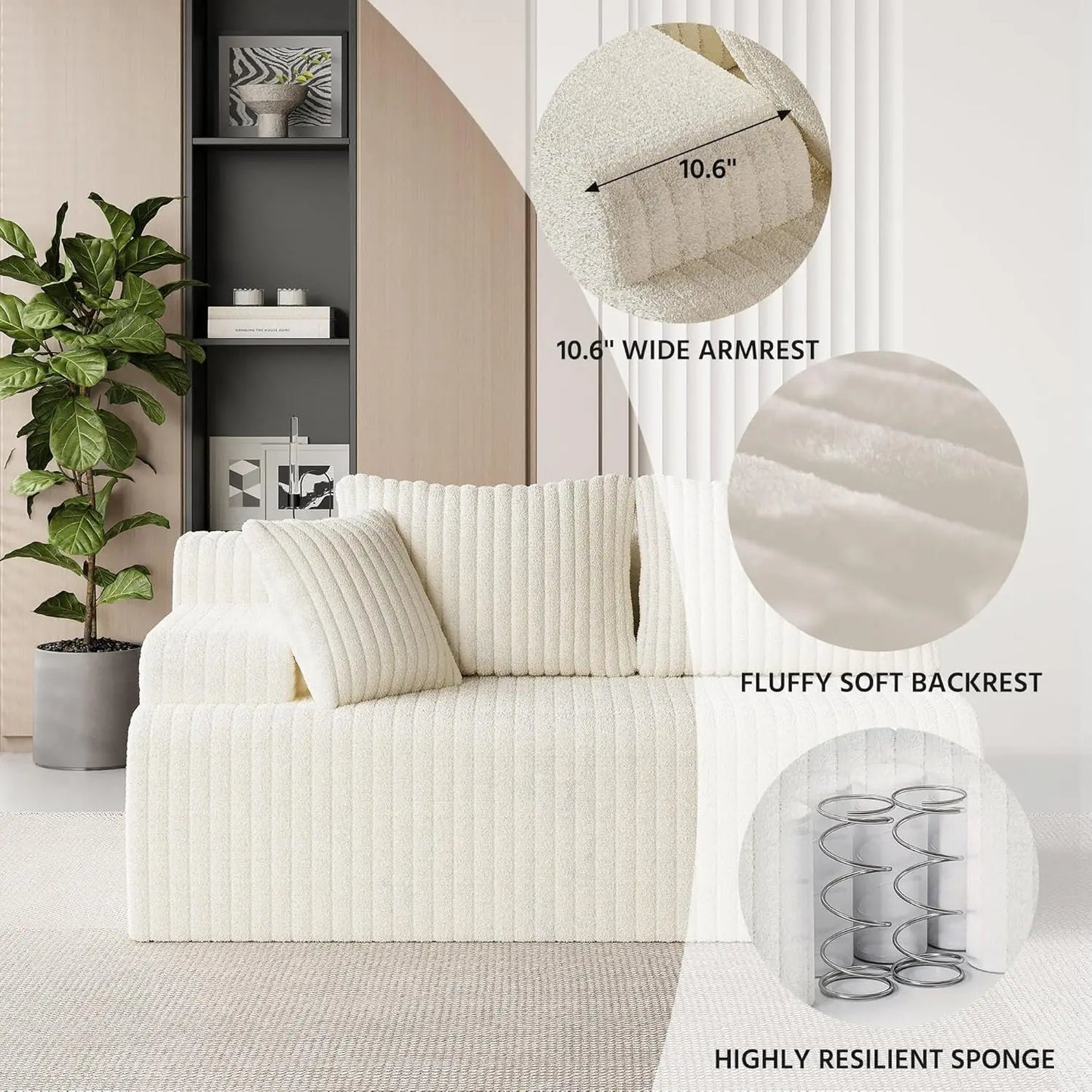 GUANGBAI Modular Sectional Sofa Couches L Shaped Cloud Style