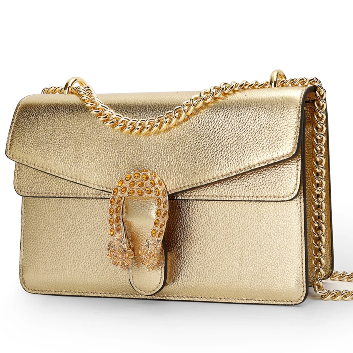 NONECN Luxury Crossbody Bag For Women Genuine Leather With Chain