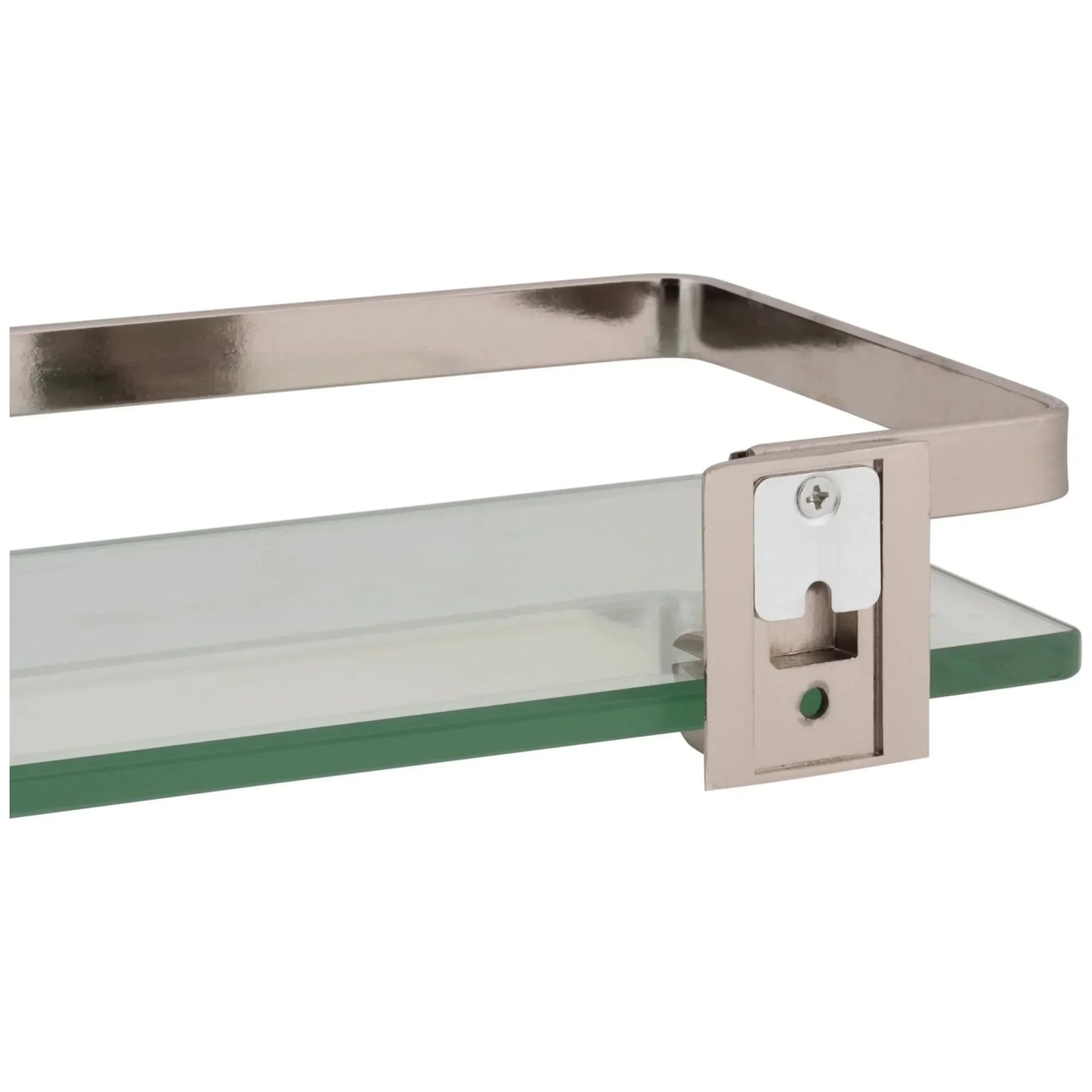 Decorative Glass Bathroom Shelf With Nickel Rail Wall Mount