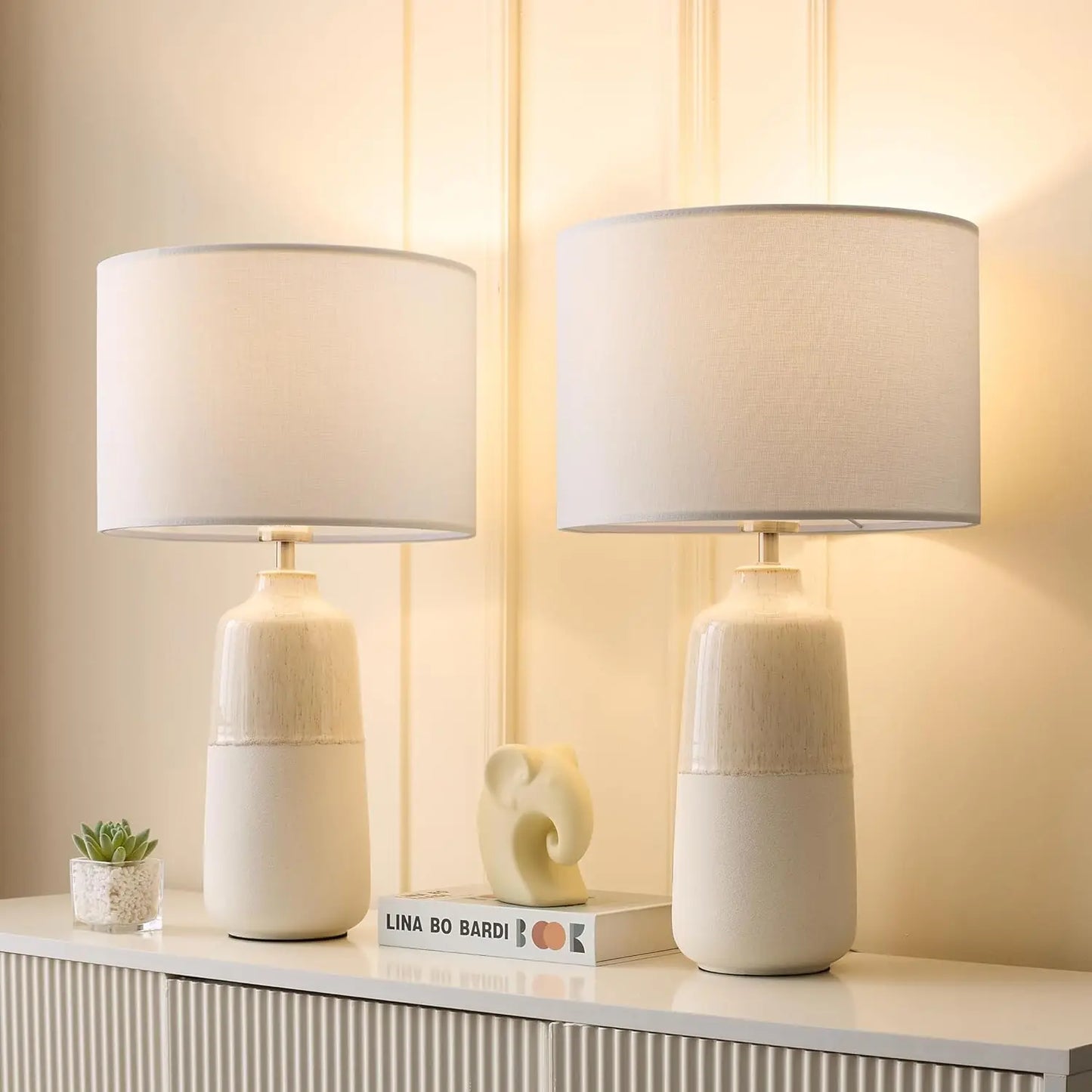 Ceramic Table Lamps Set for Bedroom and Living Room