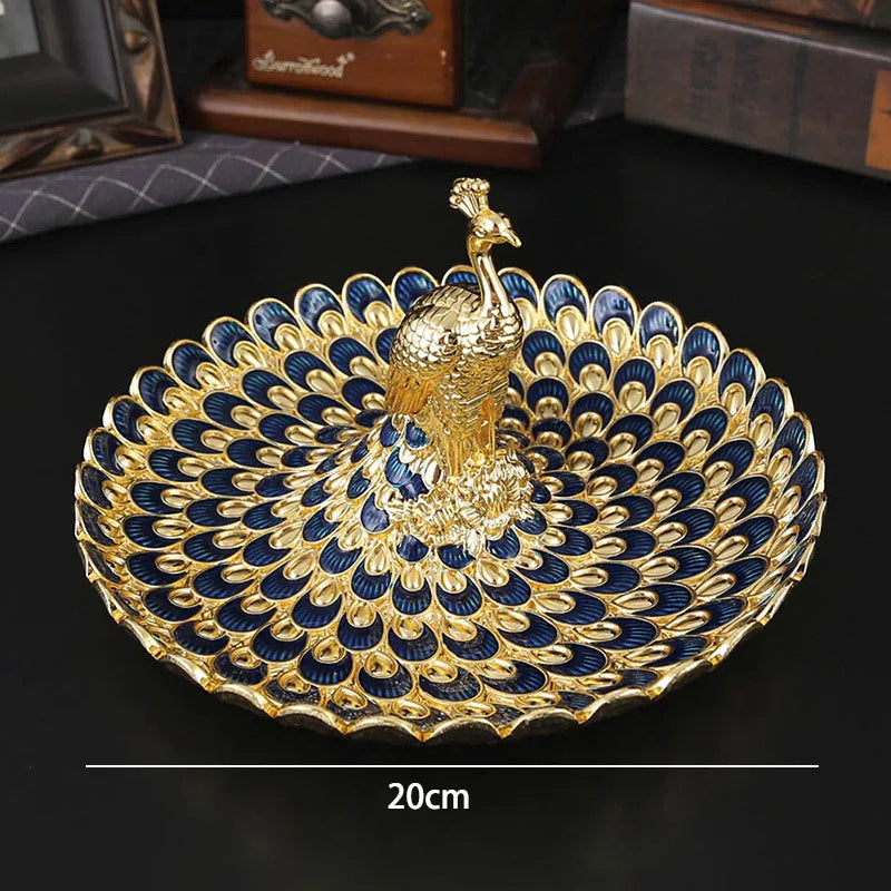 Peacock Motif Fruit Salver for Banquets and Weddings Metal