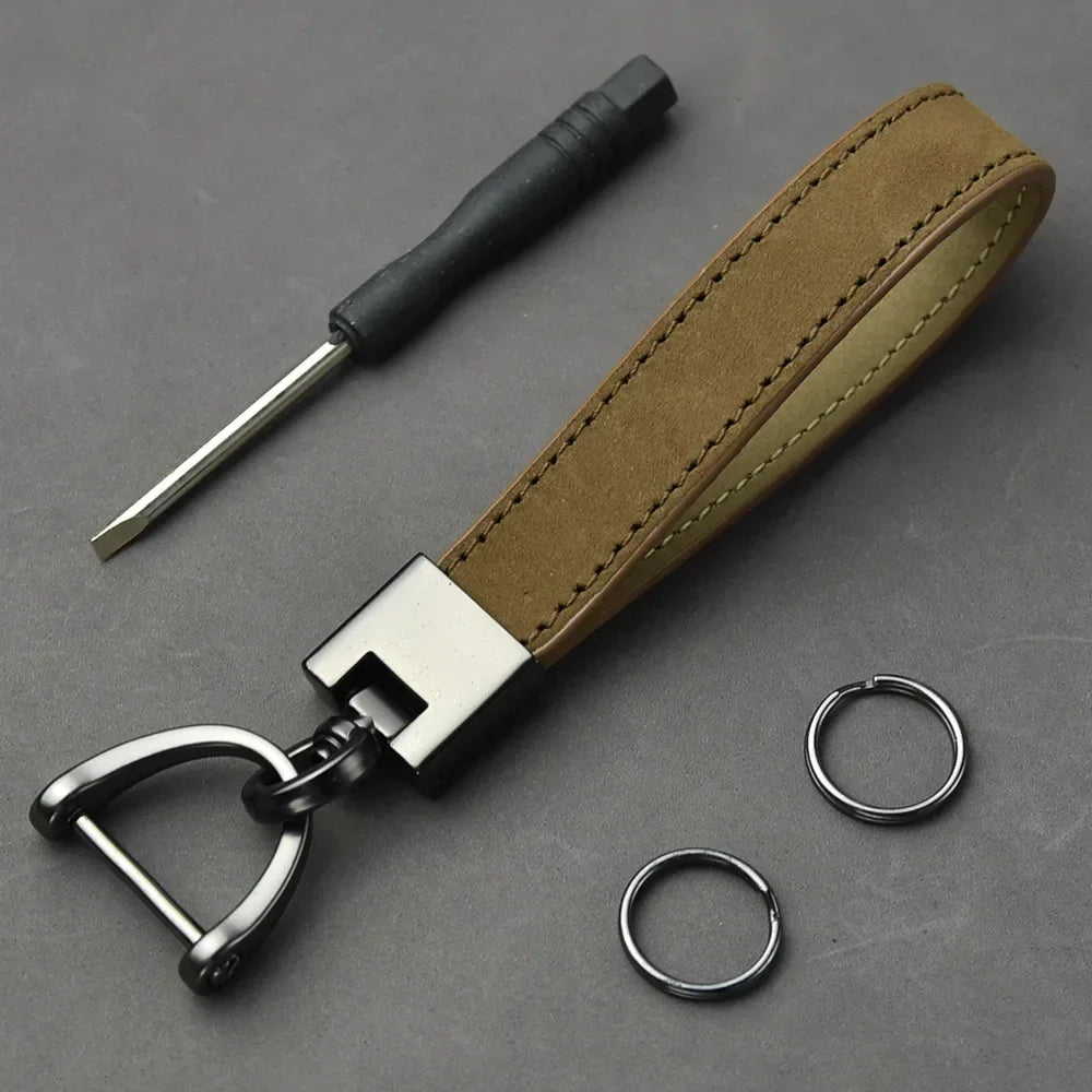 Genuine Leather Car Key Chain Buckle Key Ring Luxury Gift
