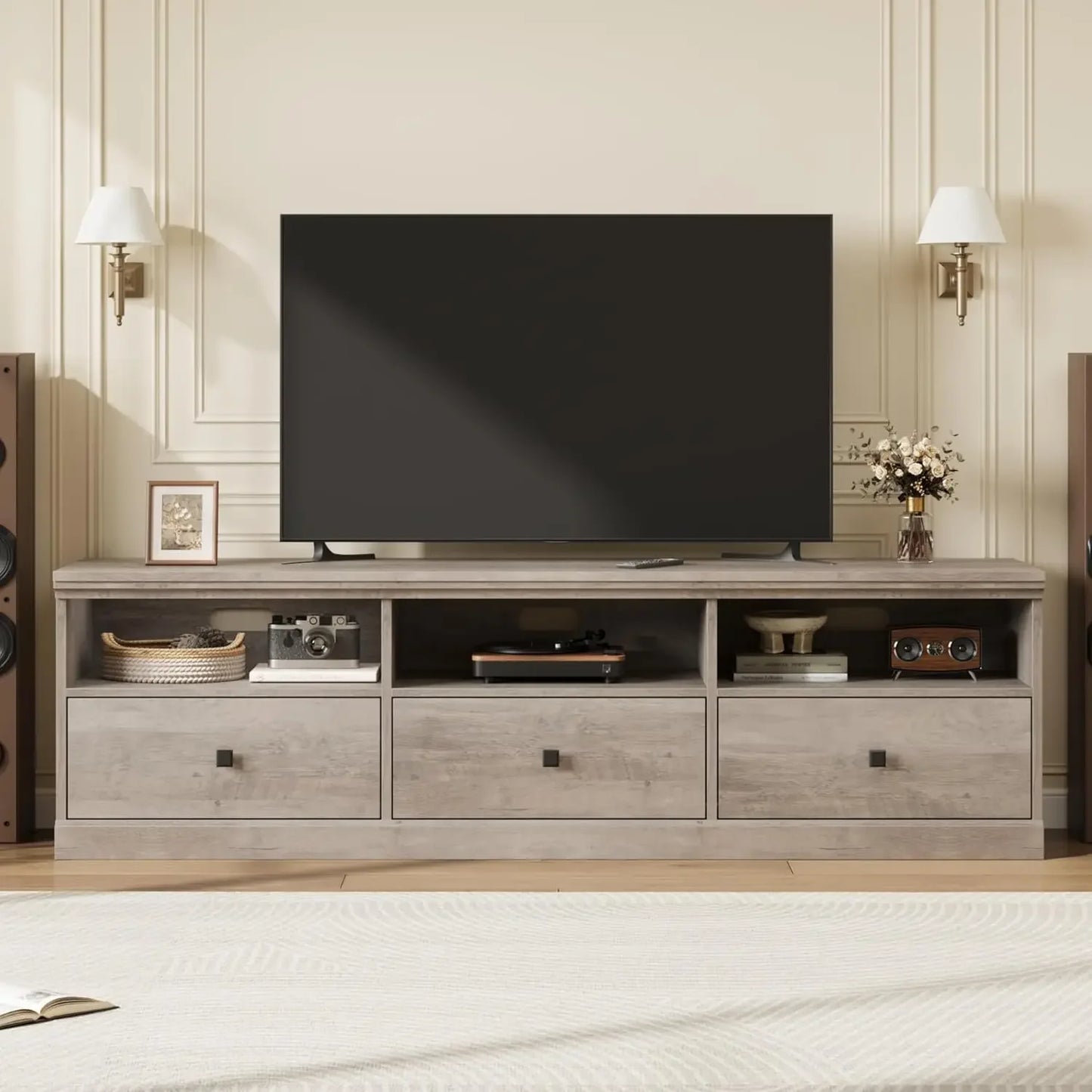 XMSJ Mid Century Modern TV Stand With Storage And Shelves