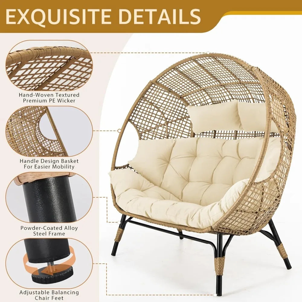 Double Egg Chair Outdoor Wicker Loveseat
