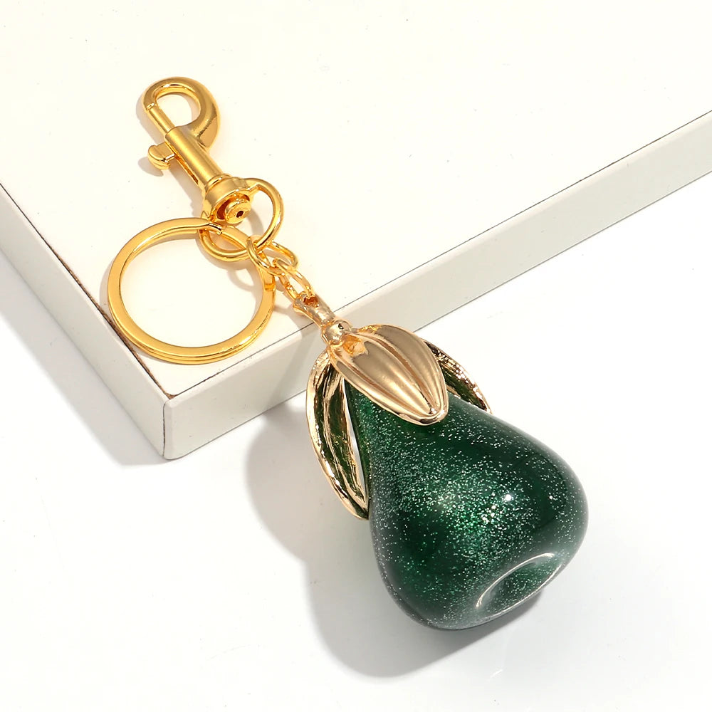 Crystal Pear Bag Charm Pendant Keychain For Women Handbags