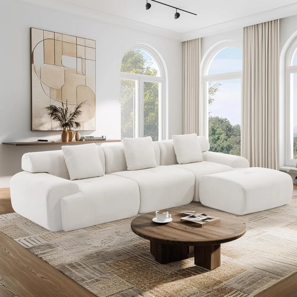 XIAOLANG Modular Sectional Sofa With Ottoman Corduroy Fabric