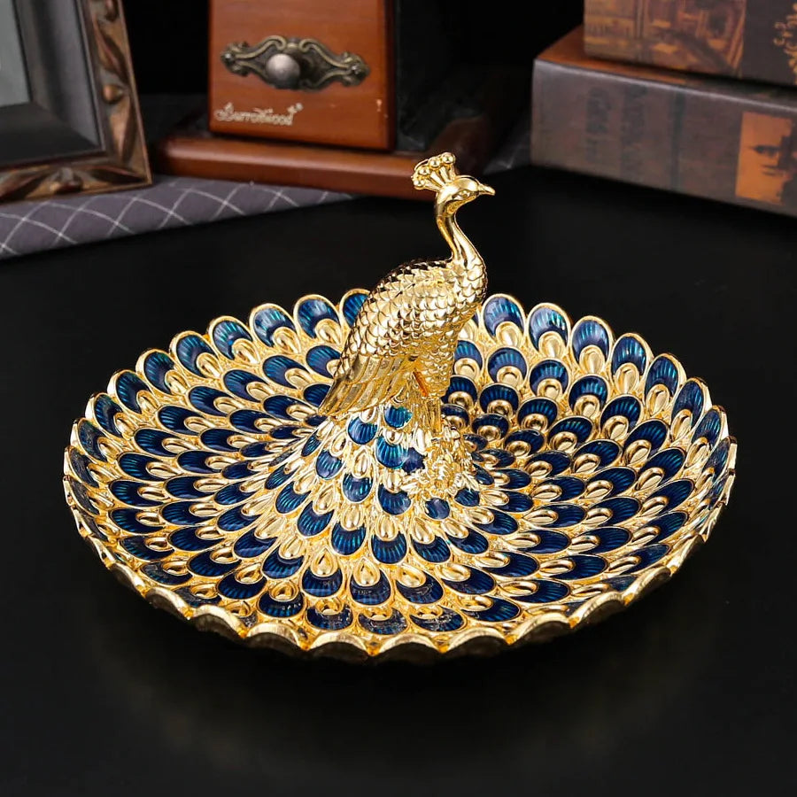 Peacock Motif Fruit Salver for Banquets and Weddings Metal