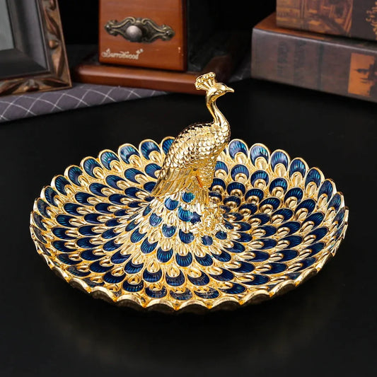 Peacock Motif Fruit Salver for Banquets and Weddings Metal