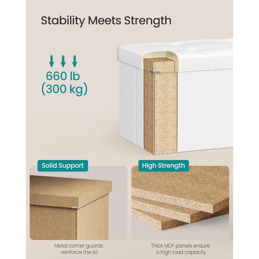 XIUWO Folding Storage Ottoman Bench With Foot Rest