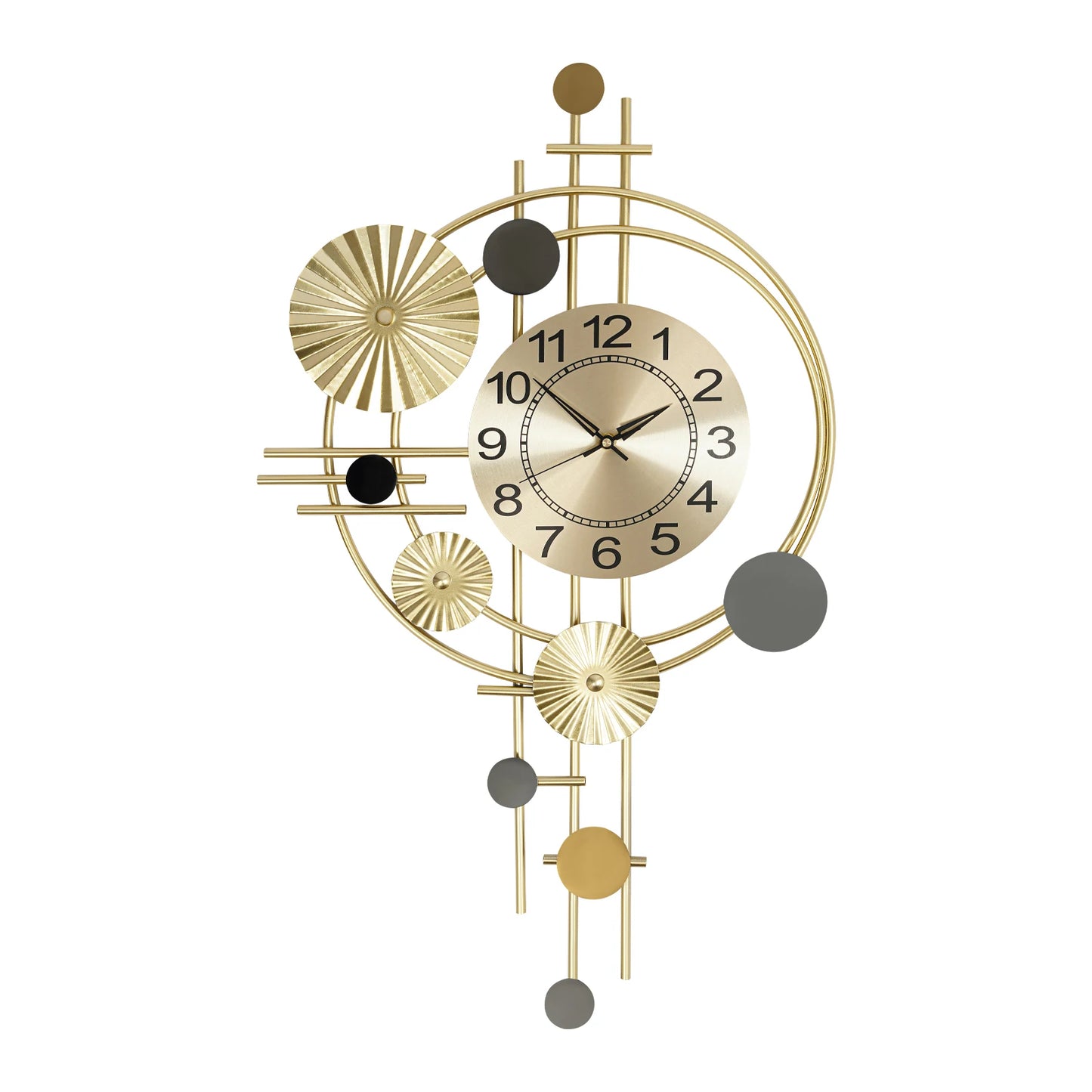 Gold Decorative Wall Clock Silent Non-Ticking For Indoor Use
