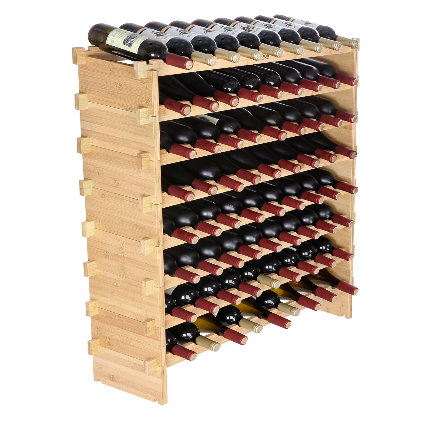 SucceBuy Bamboo 8-Tier Stackable Wine Rack For Kitchen Storage