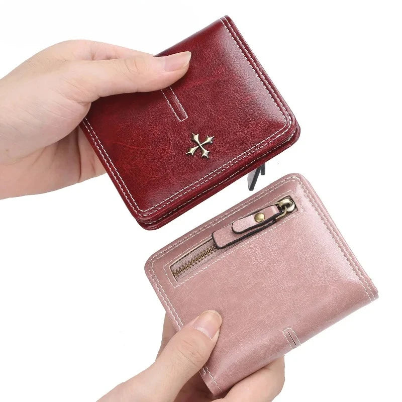 Leather Wallet For Women With Coin Pocket Card Holder