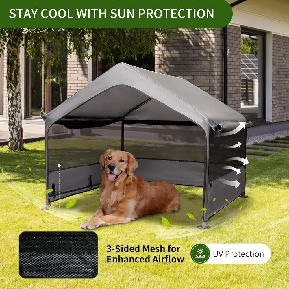 Dog Shelter Tent Outdoor With Three Sided Mesh Windows