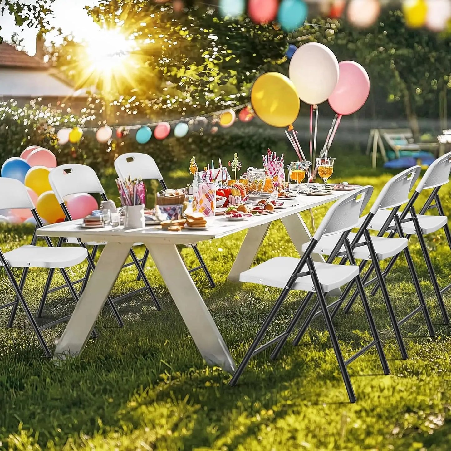 10-Pack White Plastic Folding Chairs, Portable Seat with Sturdy Steel Frame for Indoor & Outdoor Use, Perfect for, Customized