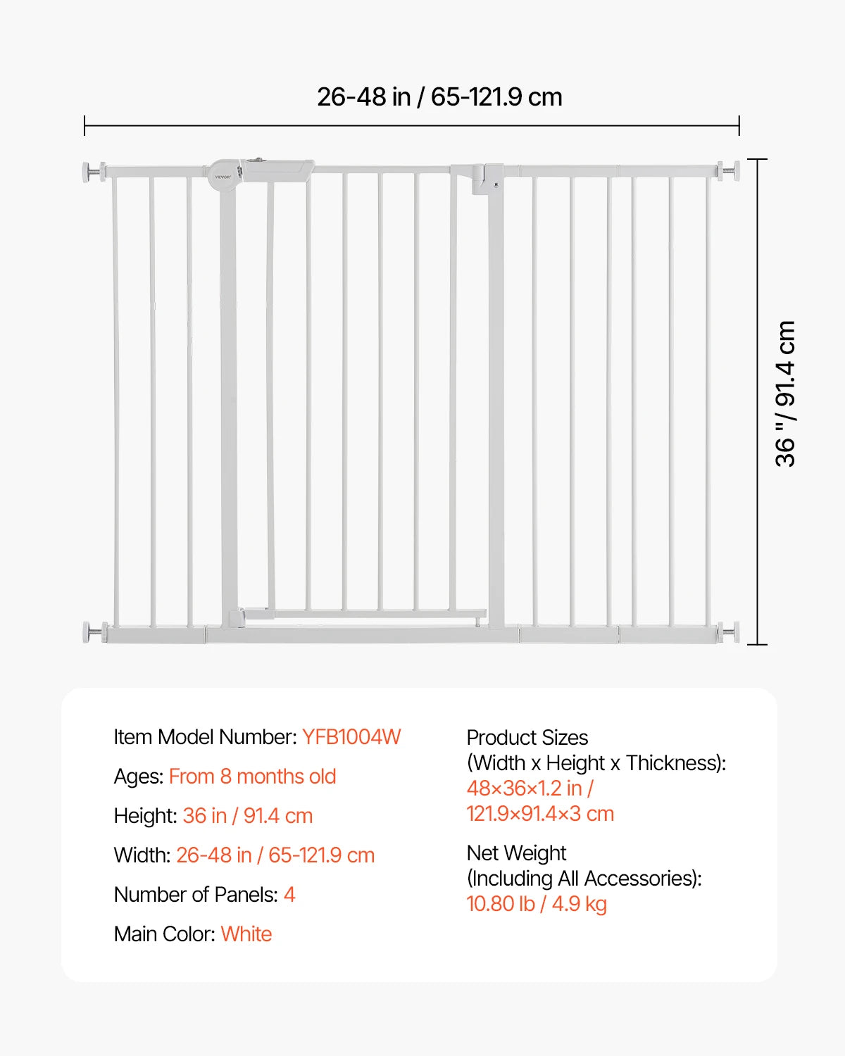 SucceBuy Baby Gate Pressure Mount Walk Through Security Doorways