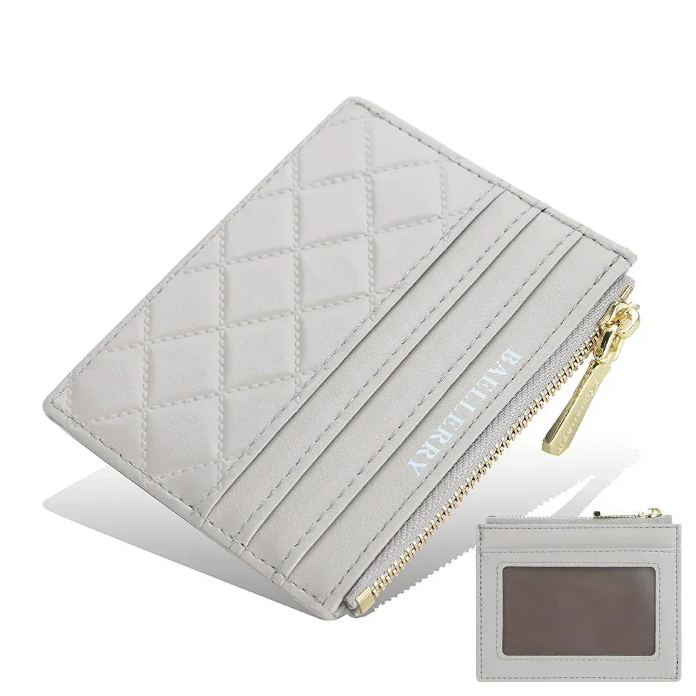 Baellerry Mini Women Wallet Slim Zipper PU Leather Card Holder