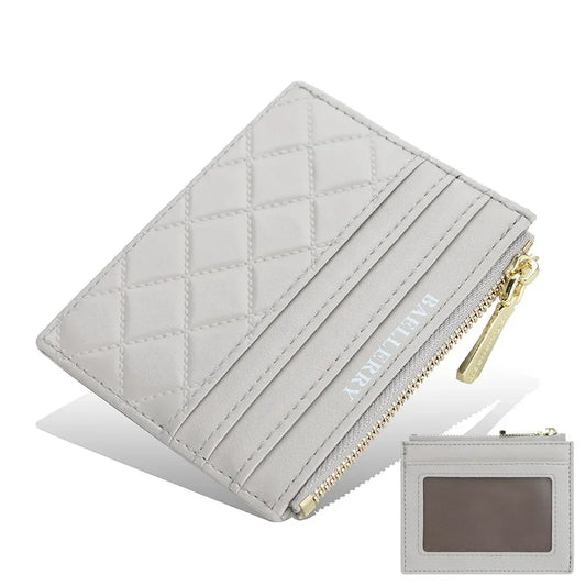 Baellerry Mini Women Wallet Slim Zipper PU Leather Card Holder
