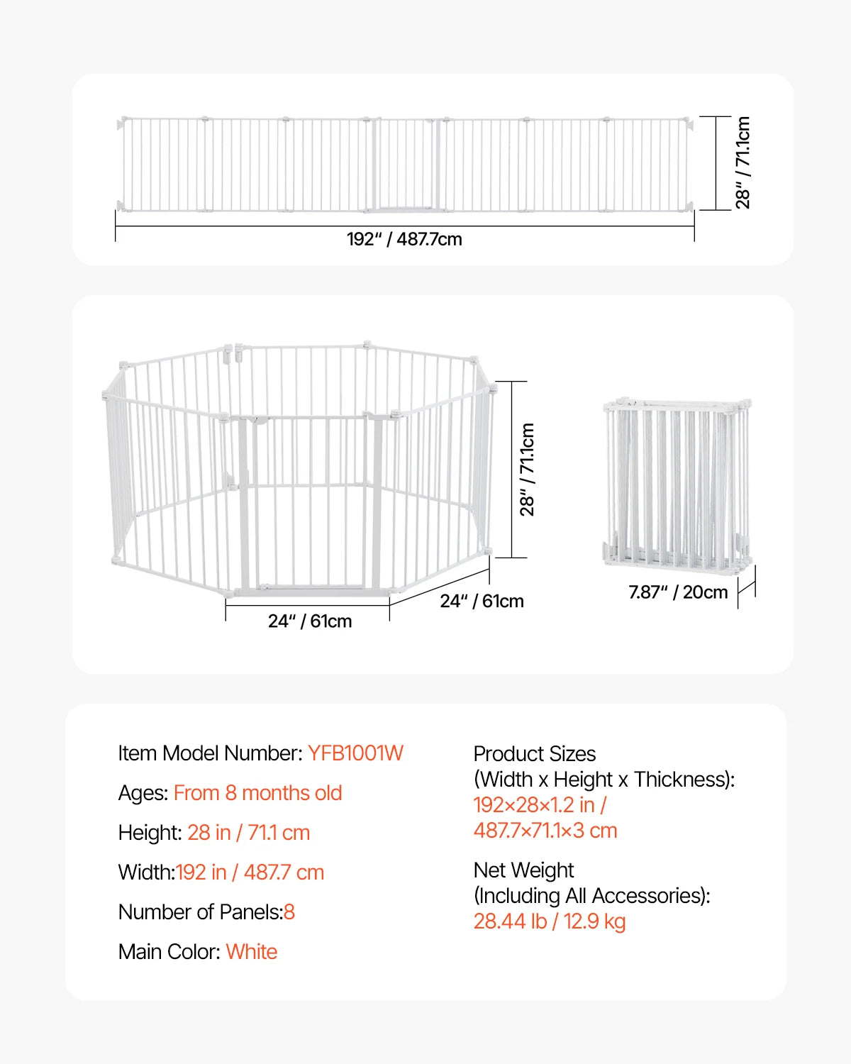 SucceBuy Baby Gate Pressure Mount Walk Through Security Doorways