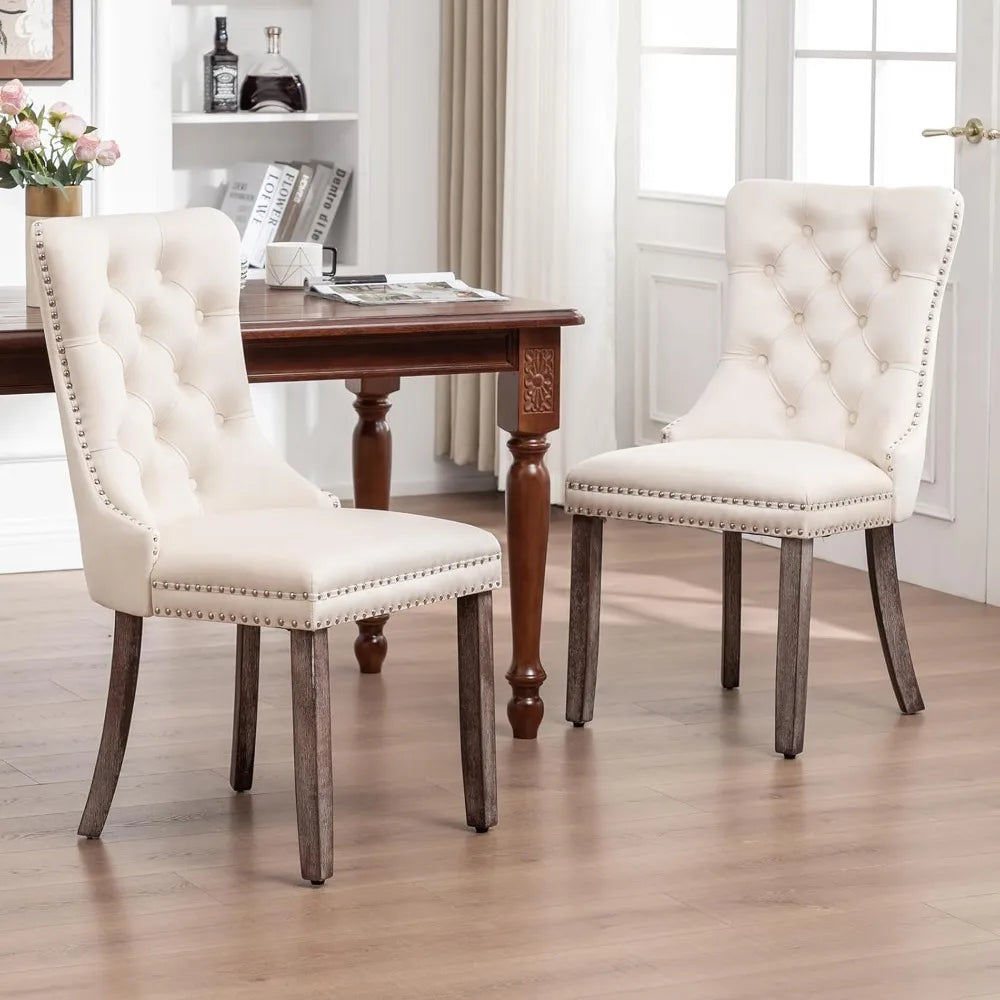 Velvet Dining Chairs Ensemble Of Six With Nailhead Trim