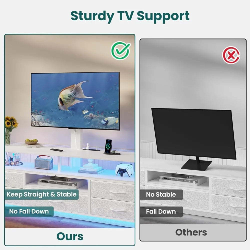 LED TV Stand With Mount And Smart Lighting With Storage