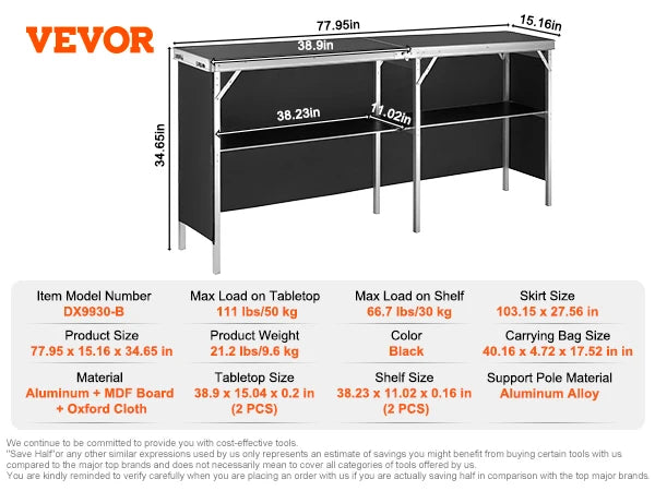 SucceBuy Folding Portable Bar Table for Tradeshow Exhibition