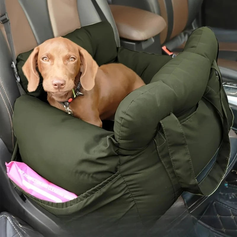 Dog Car Seat with Safety Belt - Non-Slip Pet Car Bed for Small Dogs, Washable Travel Carrier with Secure Straps for Safe Car