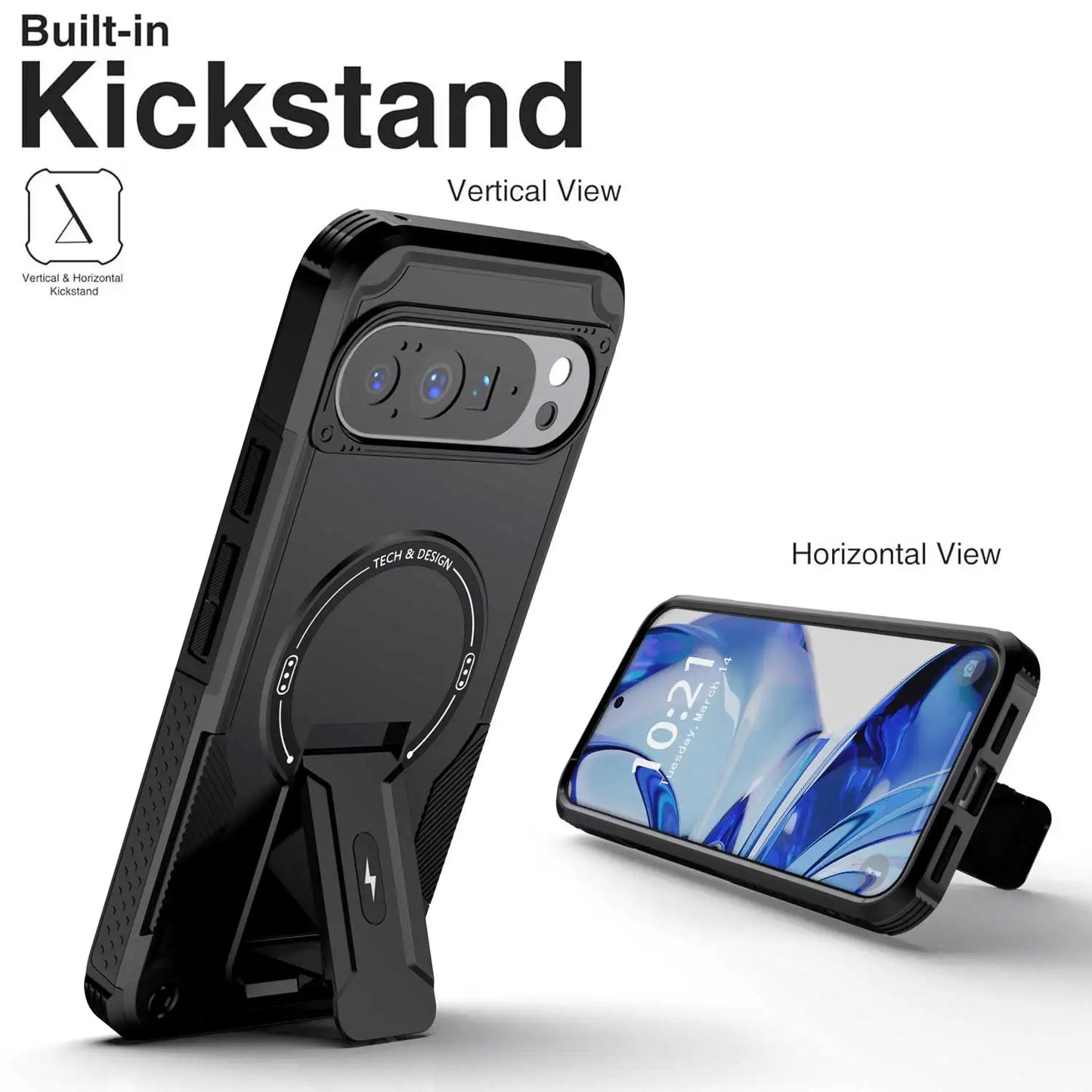 NONEDesign Shockproof Magnetic Case With Kickstand Pixel9 10 Pro Series