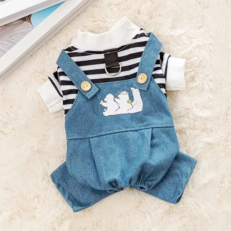 Autumn Striped Pet Jumpsuit For Small Dogs And Cats Pajamas