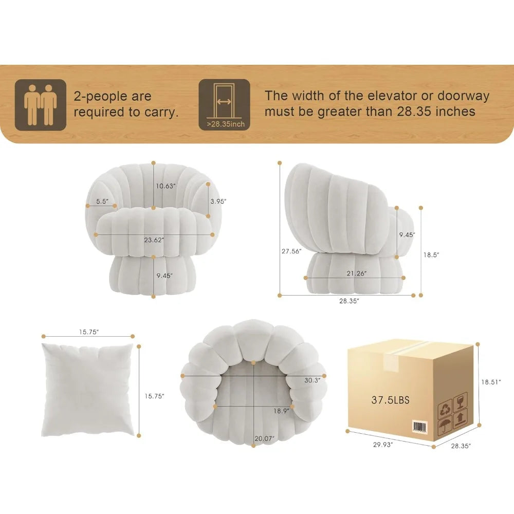 Mid Century Modern 360 Degree Swivel Velvet Accent Chair Set