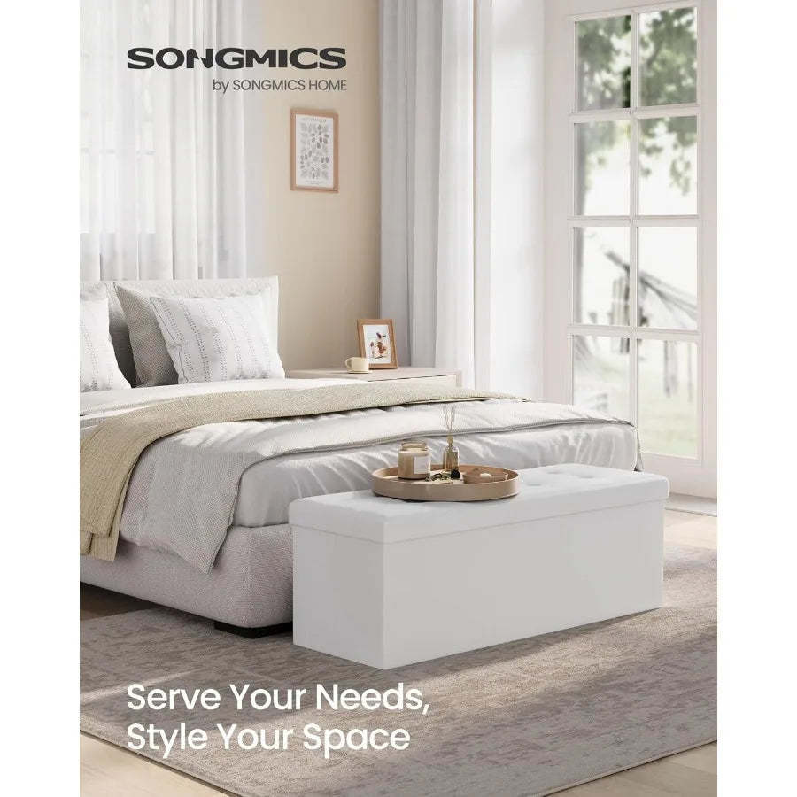 XIUWO Folding Storage Ottoman Bench With Foot Rest