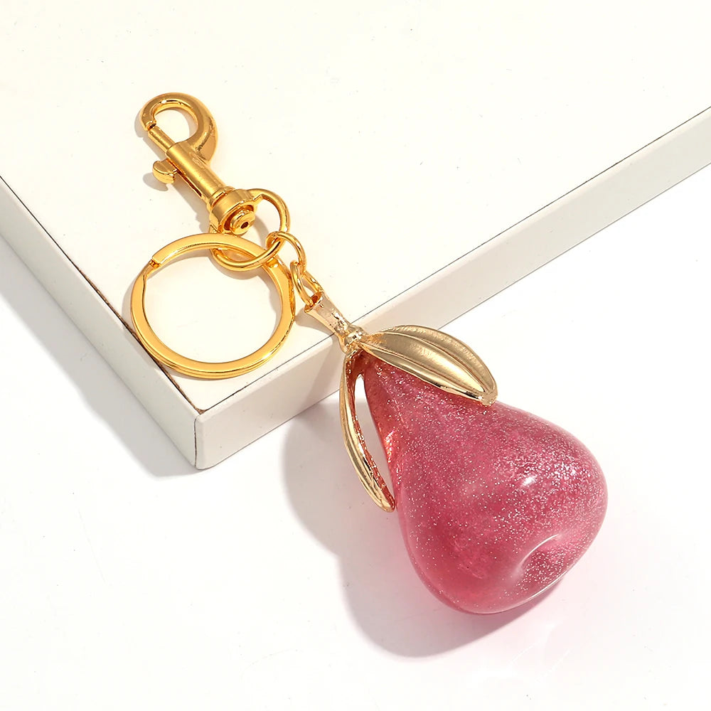 Crystal Pear Bag Charm Pendant Keychain For Women Handbags