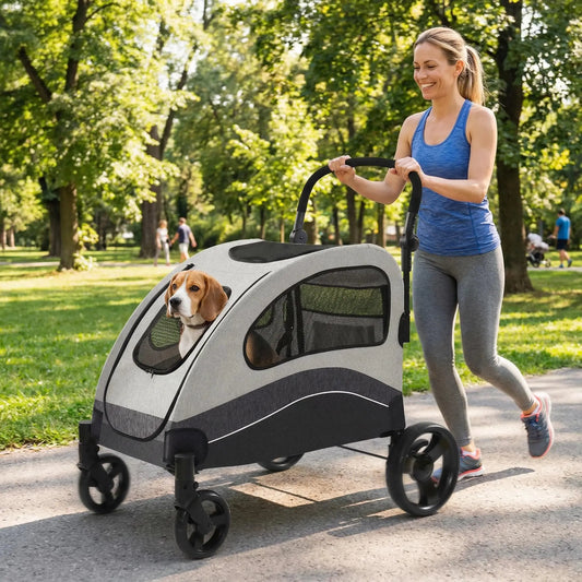 HiMISS Collapsible Large Dog Stroller Wagon With 360 Degree Swivel